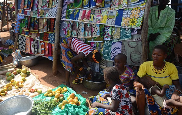 Outdoor food market in a foriegn country